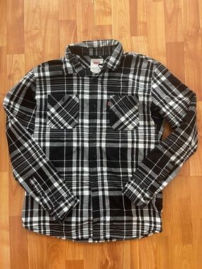Levi's Black & White Plaid Flannel Shirt